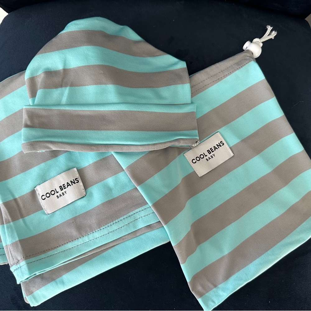 Cool Beans Baby Striped Hat and Blanket Set, new without packaging.